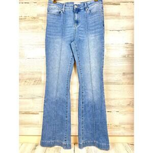 Poppy & Grace Womens 31 Blue Flare Leg Denim Jeans Vintage Boho Chic